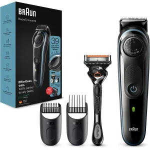 Offres 🤩 Braun BeardTrimmer 5 BT5340 Noir, Bleu, Tondeuse à Barbe 🔥 10