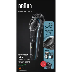 Offres 🤩 Braun BeardTrimmer 5 BT5340 Noir, Bleu, Tondeuse à Barbe 🔥 12