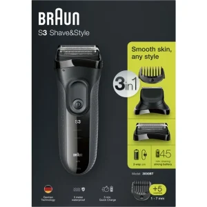 Vente flash 🔥 Braun BeardTrimmer Series 3 3000BT Shave&Style Gris, Rasoir 🎁 10