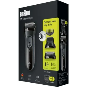 Vente flash 🔥 Braun BeardTrimmer Series 3 3000BT Shave&Style Gris, Rasoir 🎁 12