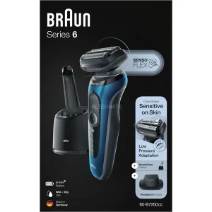 Promo 😀 Braun Series 6 60-B7200cc Rasoir à Grille Tondeuse Bleu ✔️ 8